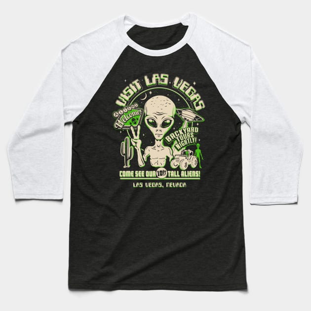 Vegas UFO Aliens Sighting Baseball T-Shirt by DeepFriedArt